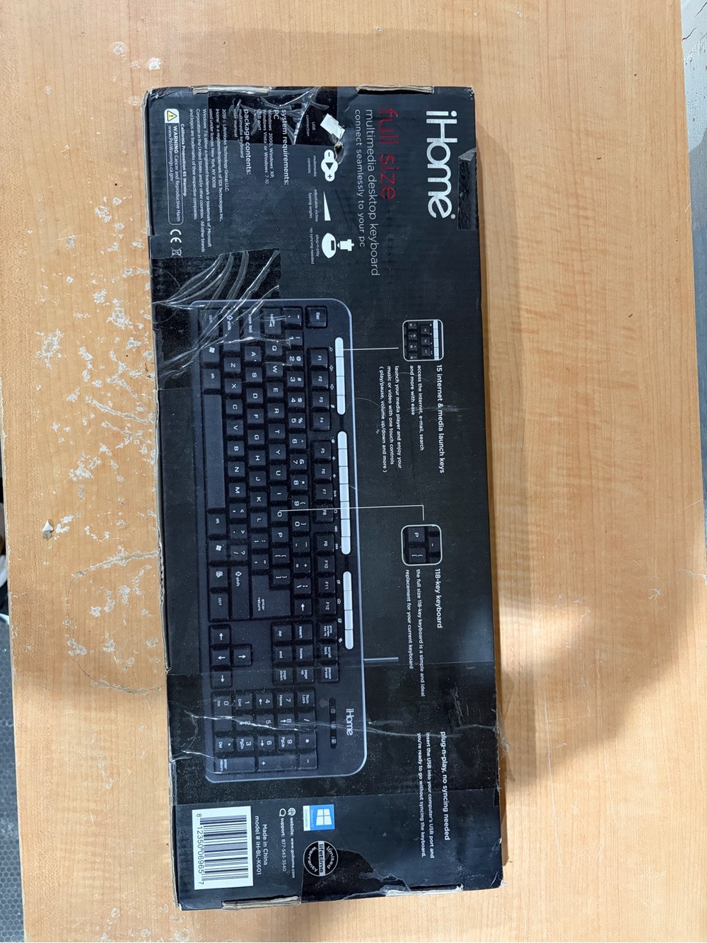 iHome Black Wired Full-Size Keyboard with Numeric Keypad